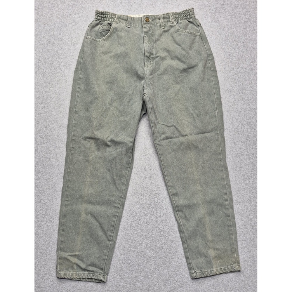 Vintage LL Bean Jeans Womens 30x28 Olive Green High Rise Tapered Mom Pants USA